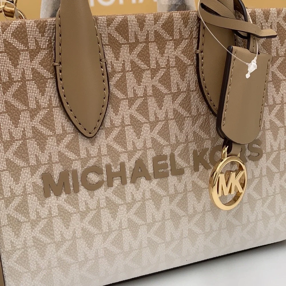 Michael Kors Mirella Extra-Small Ombré Logo Crossbody XBODY ShopperBag Camel NWT